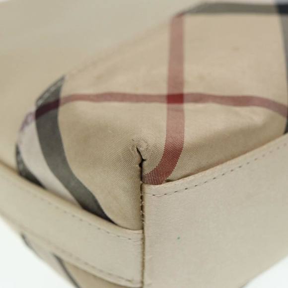 BURBERRY Nova Check Hand Bag Nylon Beige Silver Auth 88598 - Picture 11 of 16